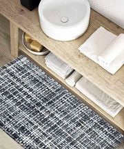 Parure tappeti bagno CRAZY ANTRACITE (1 pz cm.45x75 + 2 pz cm.40x45) in micorfibra misto cotone, morbidi antiscivolo lavabili in lavatrice, tappetini lavello sanitari