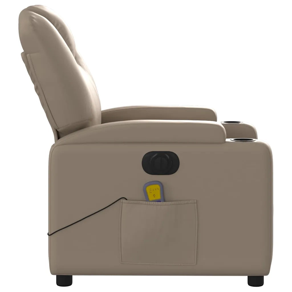 Divano Sedia-Poltrona Reclinabile Massaggio Elettrica Cappuccino Similpelle 999404