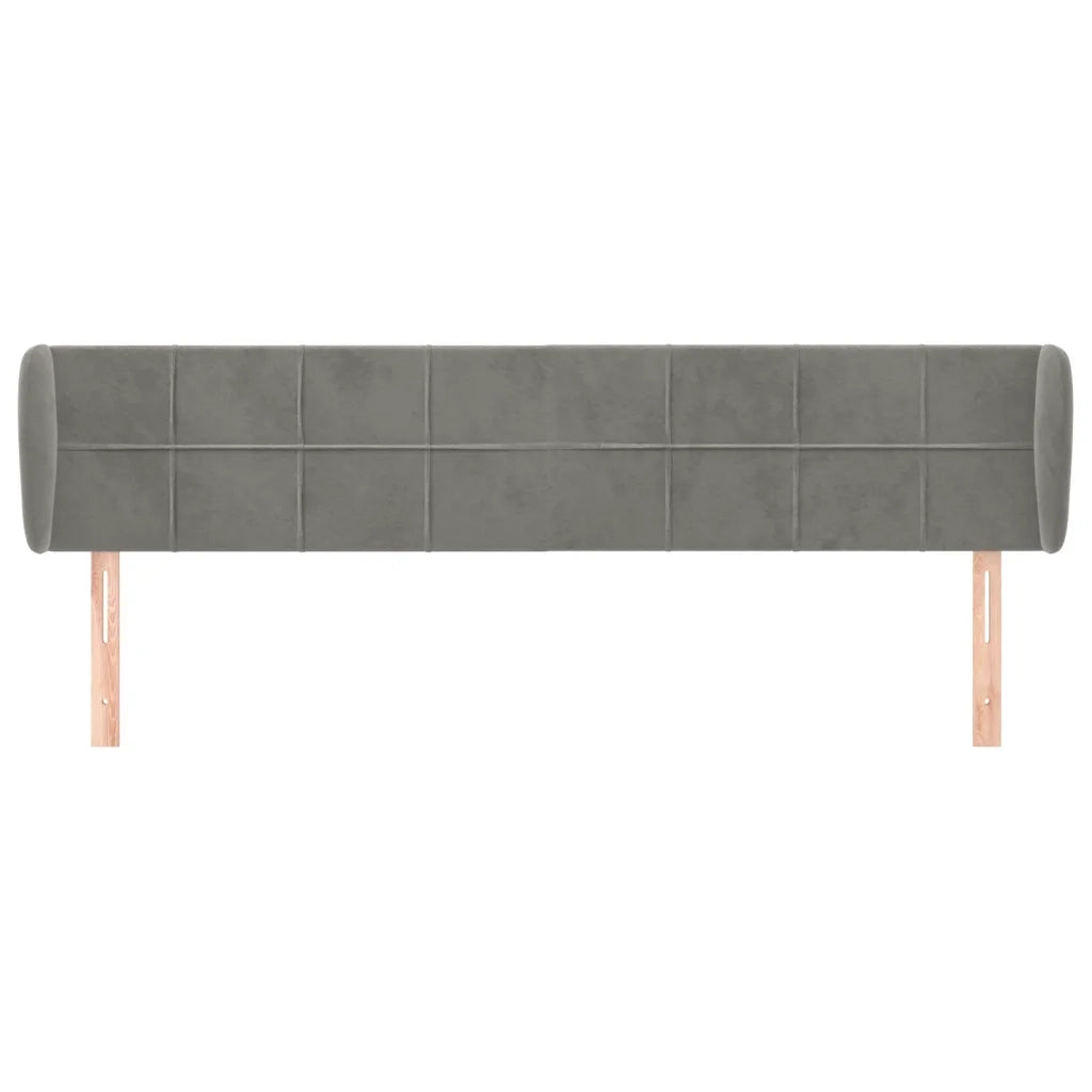 Testiera | Testata ad Orecchio Grigio Chiaro 183x23x78/88 cm in Velluto
