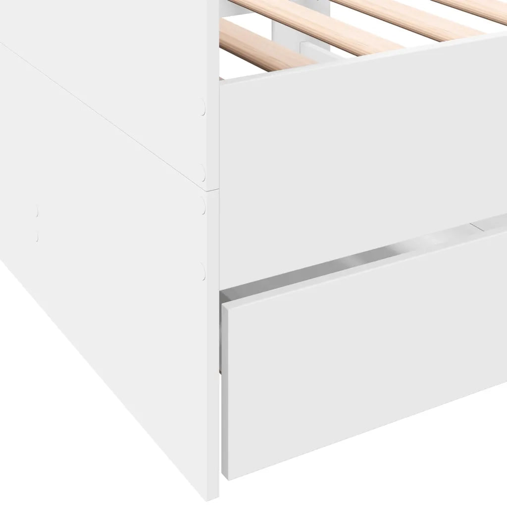 Divano Letto con Cassetti senza Materasso Bianco 100x200 cm