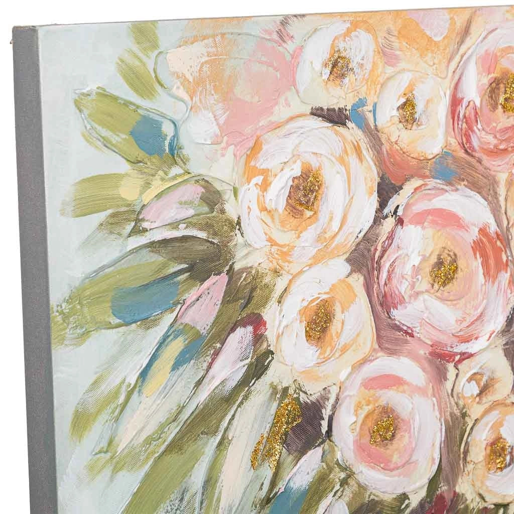 Quadro dipinto a mano con rilievo bianco 80x80x3h