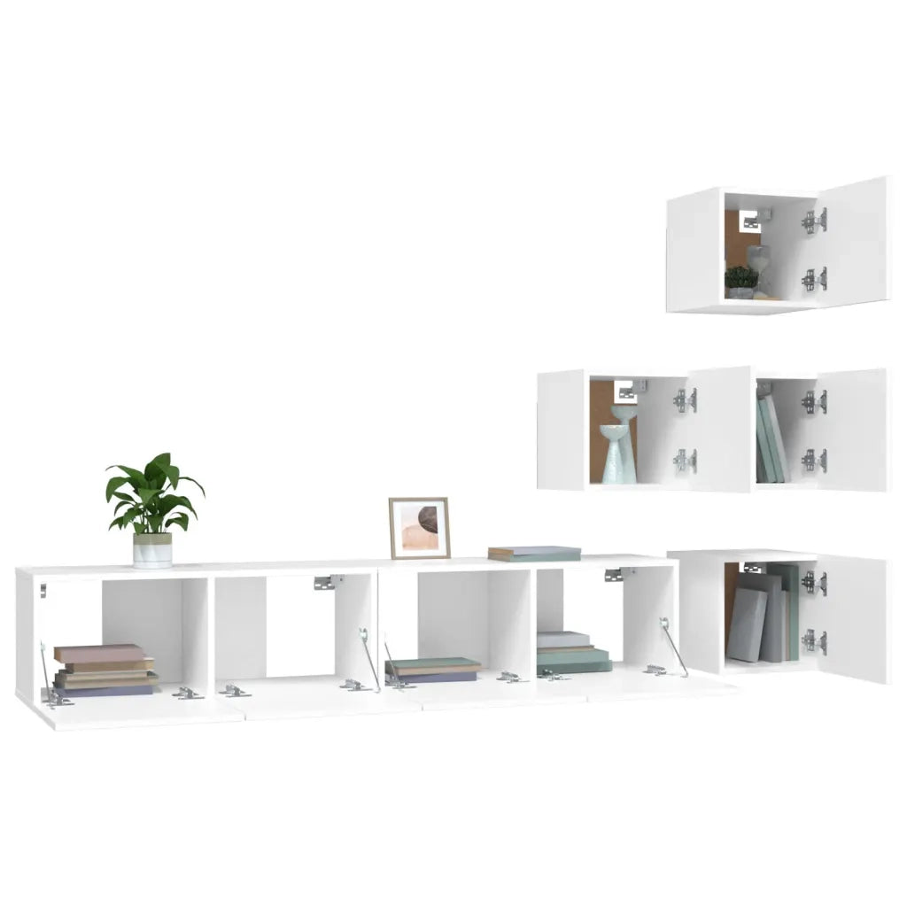 Mobile Porta TV a Parete Bianco in Legno Multistrato 3114574
