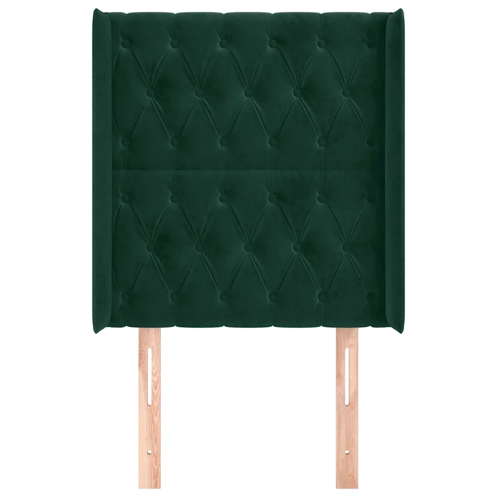 Testiera | Testata ad Orecchio Verde Scuro 83x16x118/128 cm in Velluto