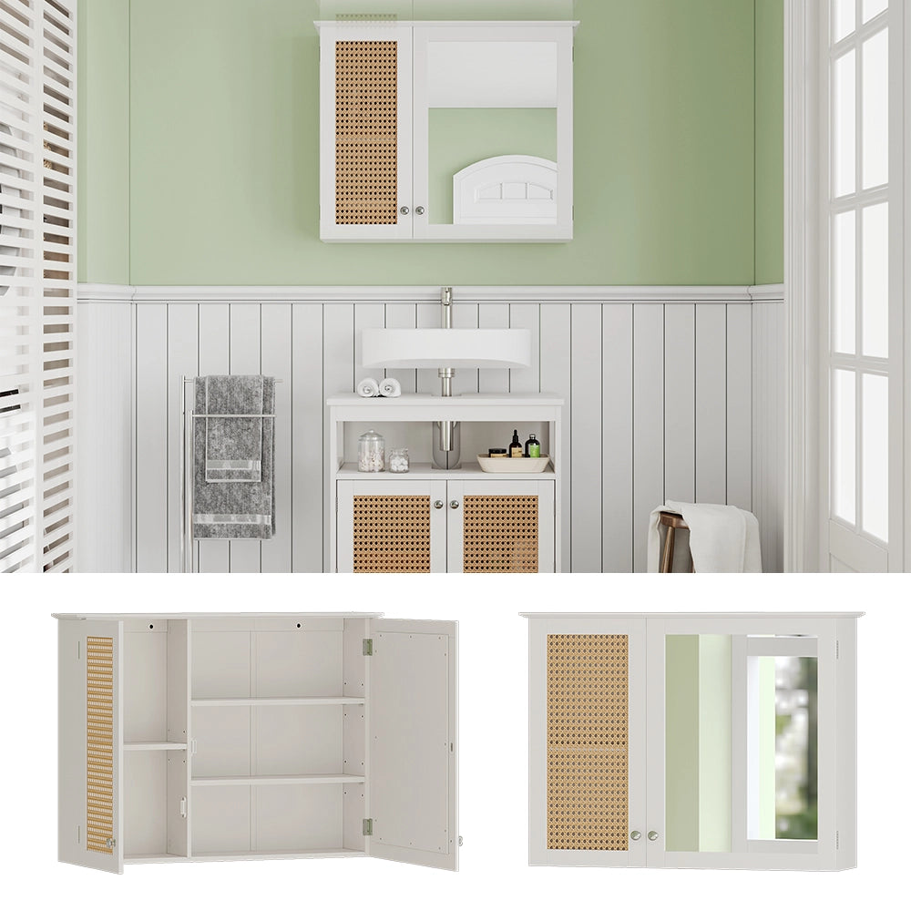 Vicco Specchio contenitore bagno Bianco 68 x 49 cm con 2 porte