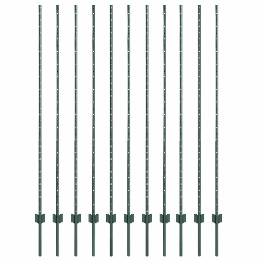 Palo della recinzione 11 pz Verde 160 cm Acciaio CFW9737338
