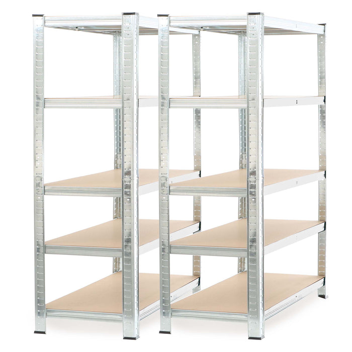 Set 2x scaffali a incastro per carichi pesanti 180x120x40cm Max 875kg l’uno Acciaio 5 ripiani