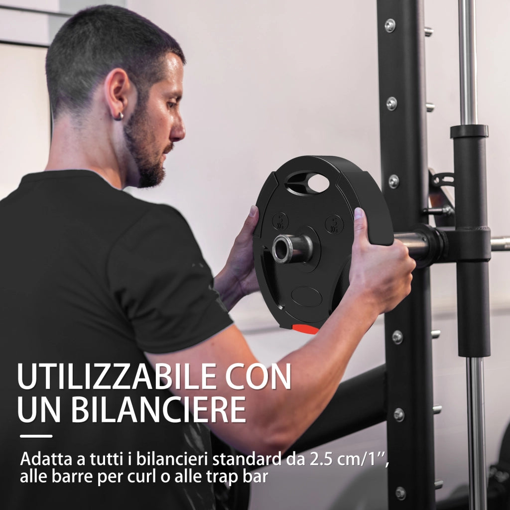 Kit Pesi con 2 Dischi da 10 kg e 2 Dischi da 5 kg in Polipropilene e Sabbia, ?34x6 cm e ?27x4.5 cm, Nero