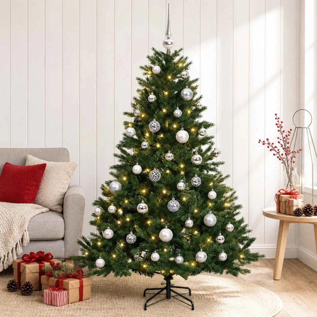 Albero di Natale artificiale con palline 120 cm 150 LED 3465943