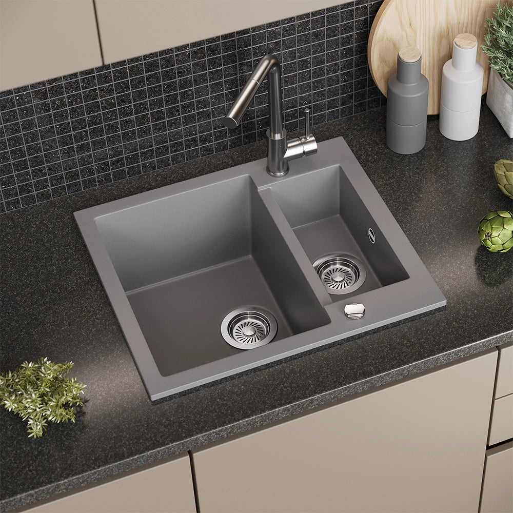 Bergström Lavello Grigio 58 x 50 cm con 2 lavelli