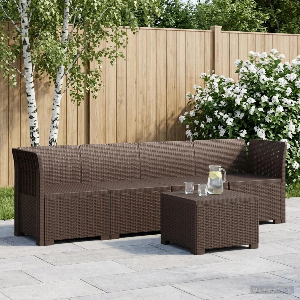 Divano da Giardino a 4 Posti in Stile Rattan PP Marrone 3443851