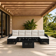 Set Divano da Giardino 8 pz Nero e Bianco Crema polyrattan 3436984