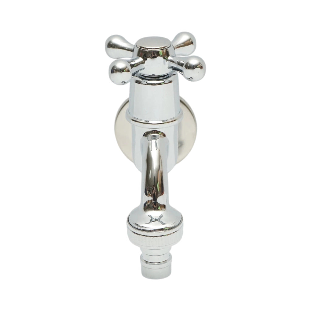 Rubinetto per acqua di servizio, montaggio a parete, acciaio inox, cromo lucido