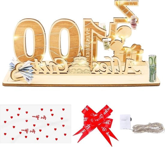 Kit di illuminazione LED e scatola regalo per il centenario - doni in denaro - 100 doni - compleanno donna/uomo