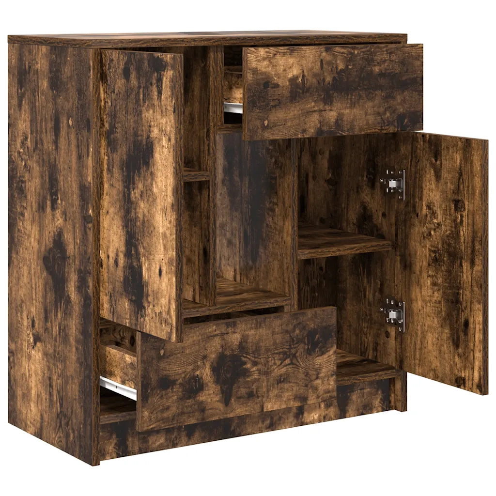 Credenza con Cassetti e Ante Rovere Fumo 70,5x34x74,5 cm 861845