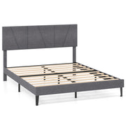 Struttura letto matrimoniale piattaforma silenziosa con testiera regolabile in altezza, Letto piattaforma rivestita in lino 140x200 cm Grigio scuro