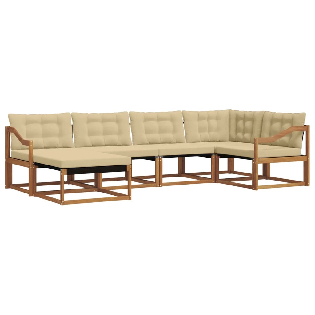 Set di divani da esterno con cuscino 6 pcs Naturale e Beige