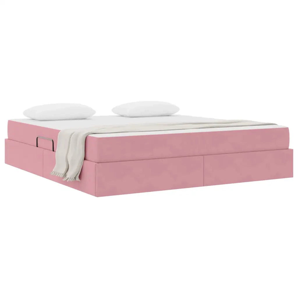 Letto con contenitore e materasso Rosa 160 x 200 cm Velluto 3399735