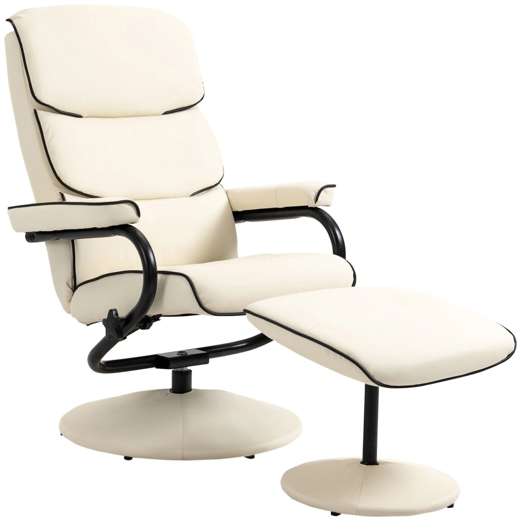 Poltrona relax reclinabile girevole con pouf ¨C zephmum ¨C crema
