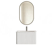 Mobile bagno con specchio LED; lavabo integrato e 1 cassetto; sospeso con antiappannamento; per bagno; bianco