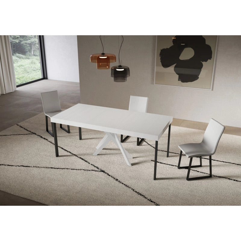 Consolle allungabile 90x40/196 cm Saki Small Premium telaio Bianche - Bianco Frassino