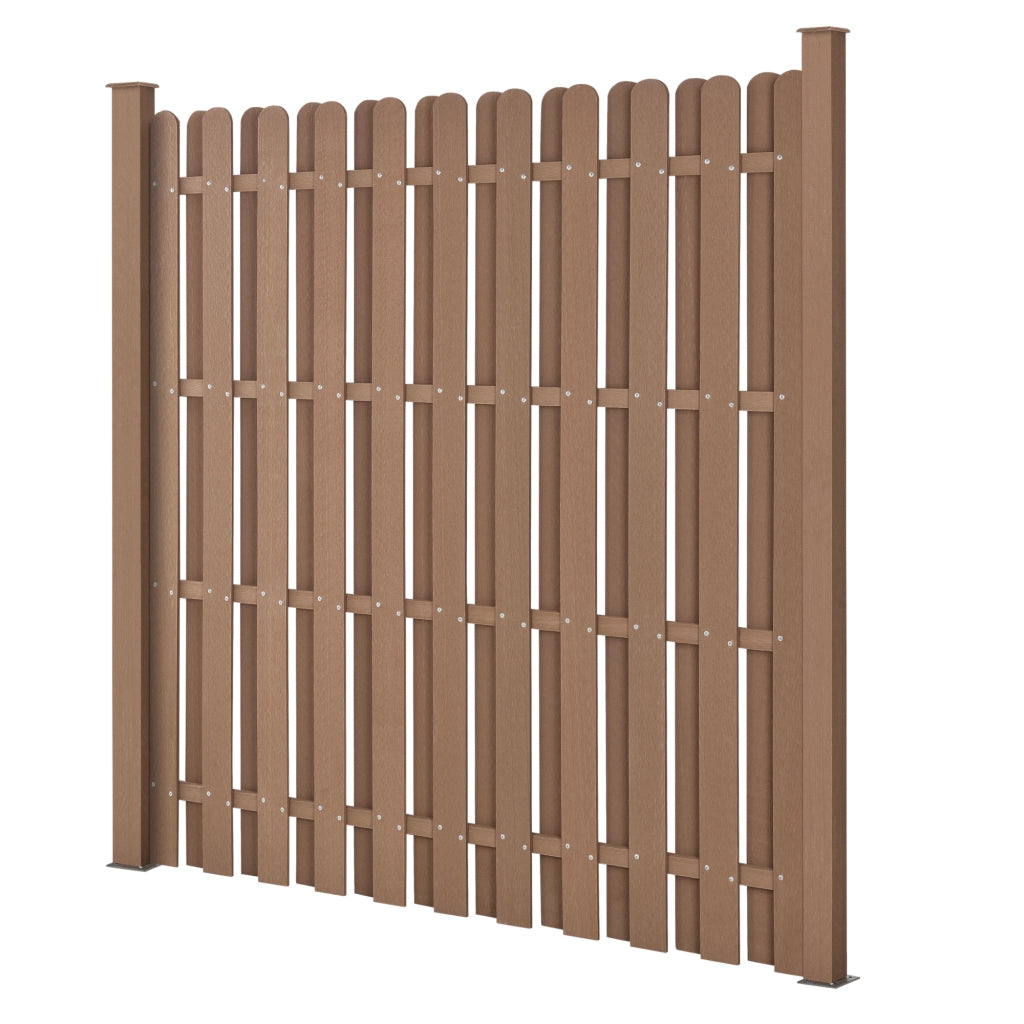 Recinzione in WPC per Giardino Staccionata a Doppia Faccia Steccato Alto 185 cm Lungo 376 cm Marrone NEU.HOLZ