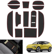 Accessori compatibili con Volvo EX30 2024 2025 - Tappeti antiscivolo, per nuove Volvo EX30 dal 2024 - Tappeti in gomma per contenitore centrale, tappeti per bicchiere, tappeti Deurnaadmatten, accessori EX30 (Rosso)