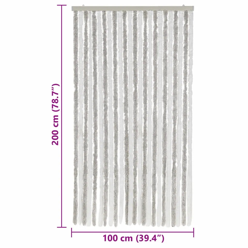 Tenda Antimosche Grigia Chiaro e Bianca 100x200 cm in Ciniglia CFW7049334