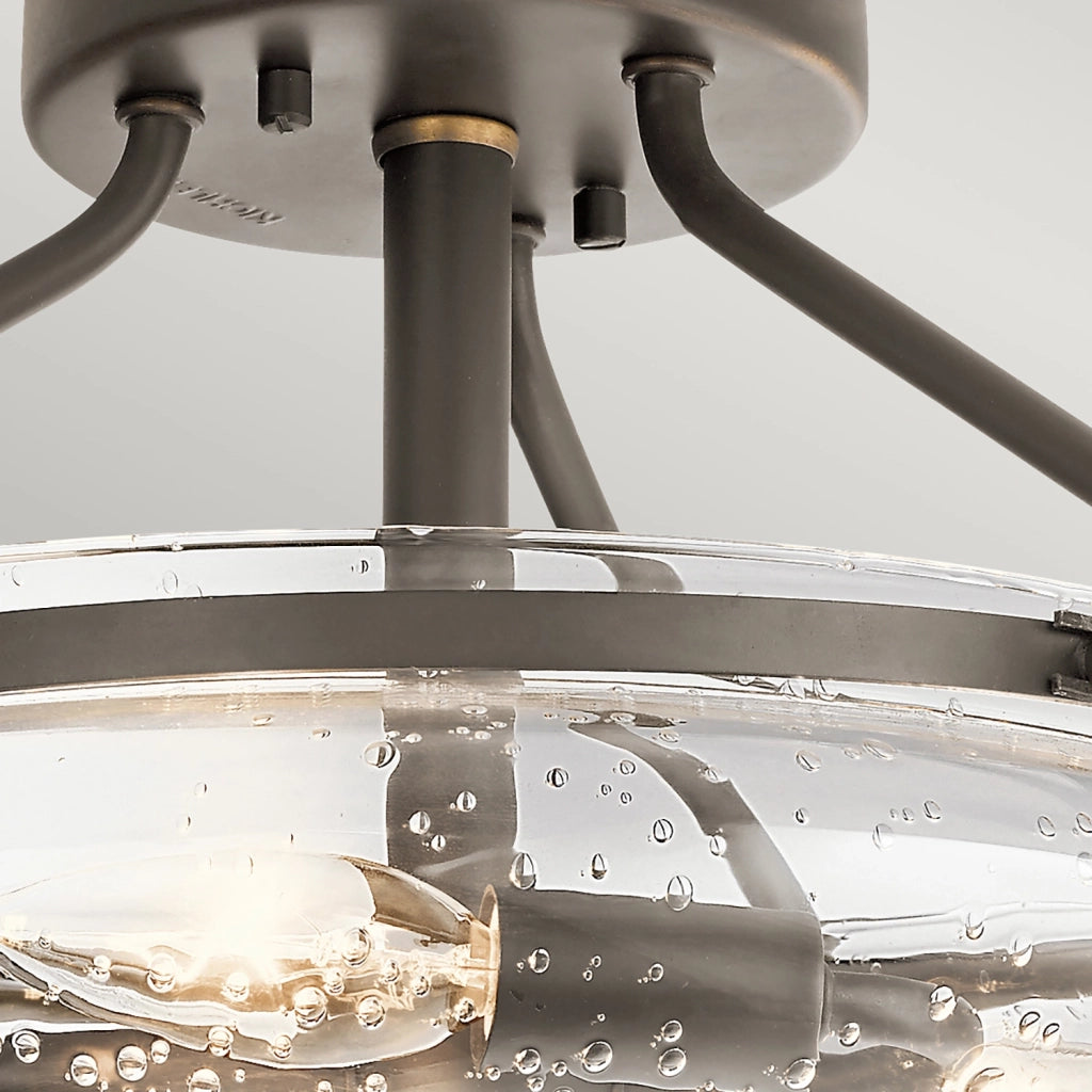 Lampada A Soffitto Contemporanea Belle Acciaio Bronzo Antico Vetro 3 Luci E14