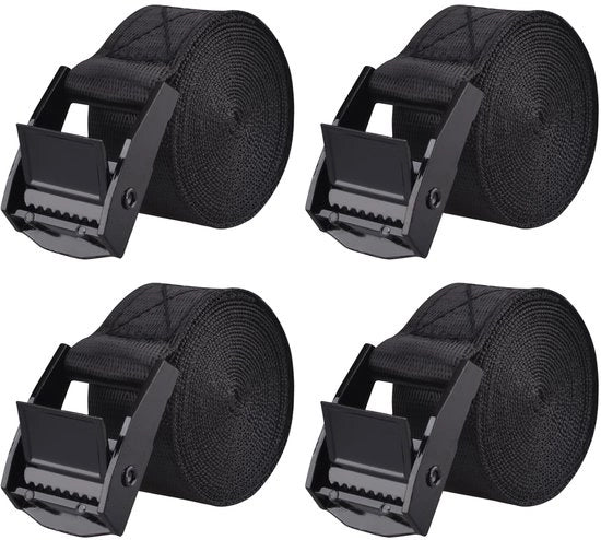 Cinturino nylon con ganci regolabili e fianchi in plastica per zaino, borsa, bagagliaio (2m, nero - 25mm)