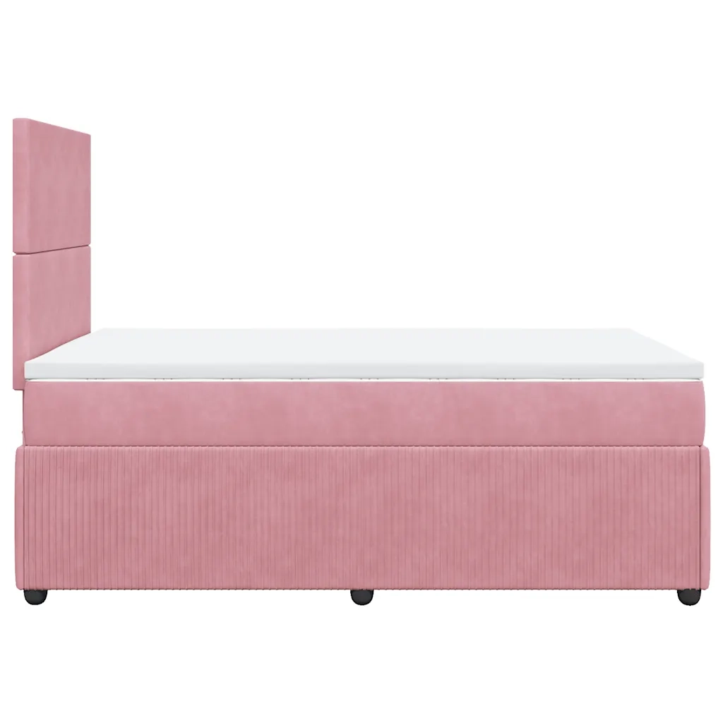 Giroletto a Molle con Materasso Rosa 120x190 cm in Velluto