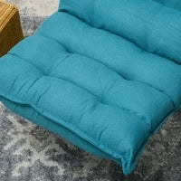 Poltrona da Pavimento, Poltrona Relax, Poltrona Lounge, Design Imbottito, Inclinazione Schienale Regolabile, Girevole 360°, Blu