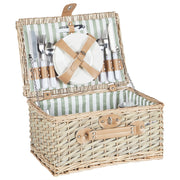 Cesto da picnic in vimini naturale per 4 persone con borsa frigo, bicchieri da vino e Posate stile semplice elegante