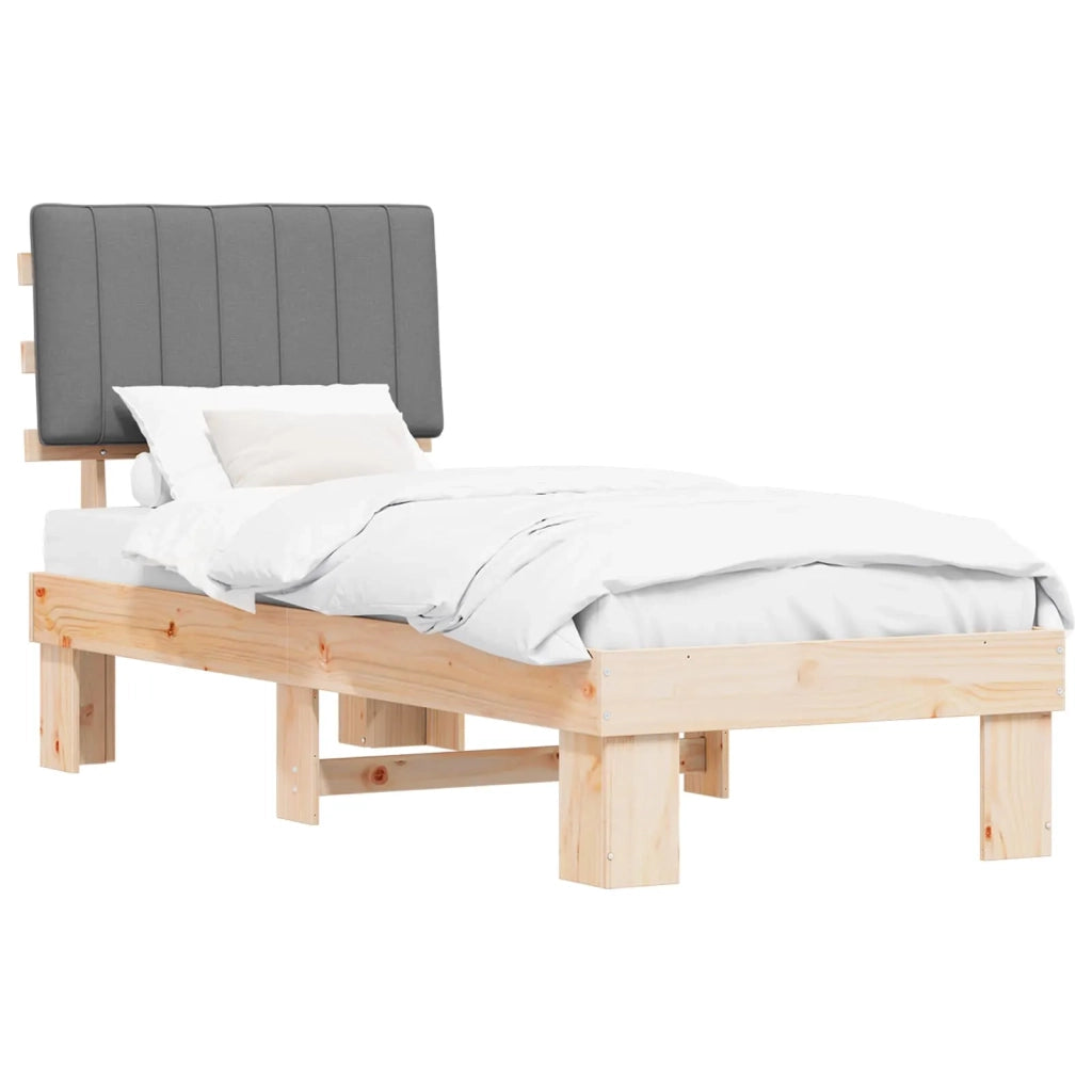 Letto con Testiera Rivestita Grigio chiaro 80 x 200 cm