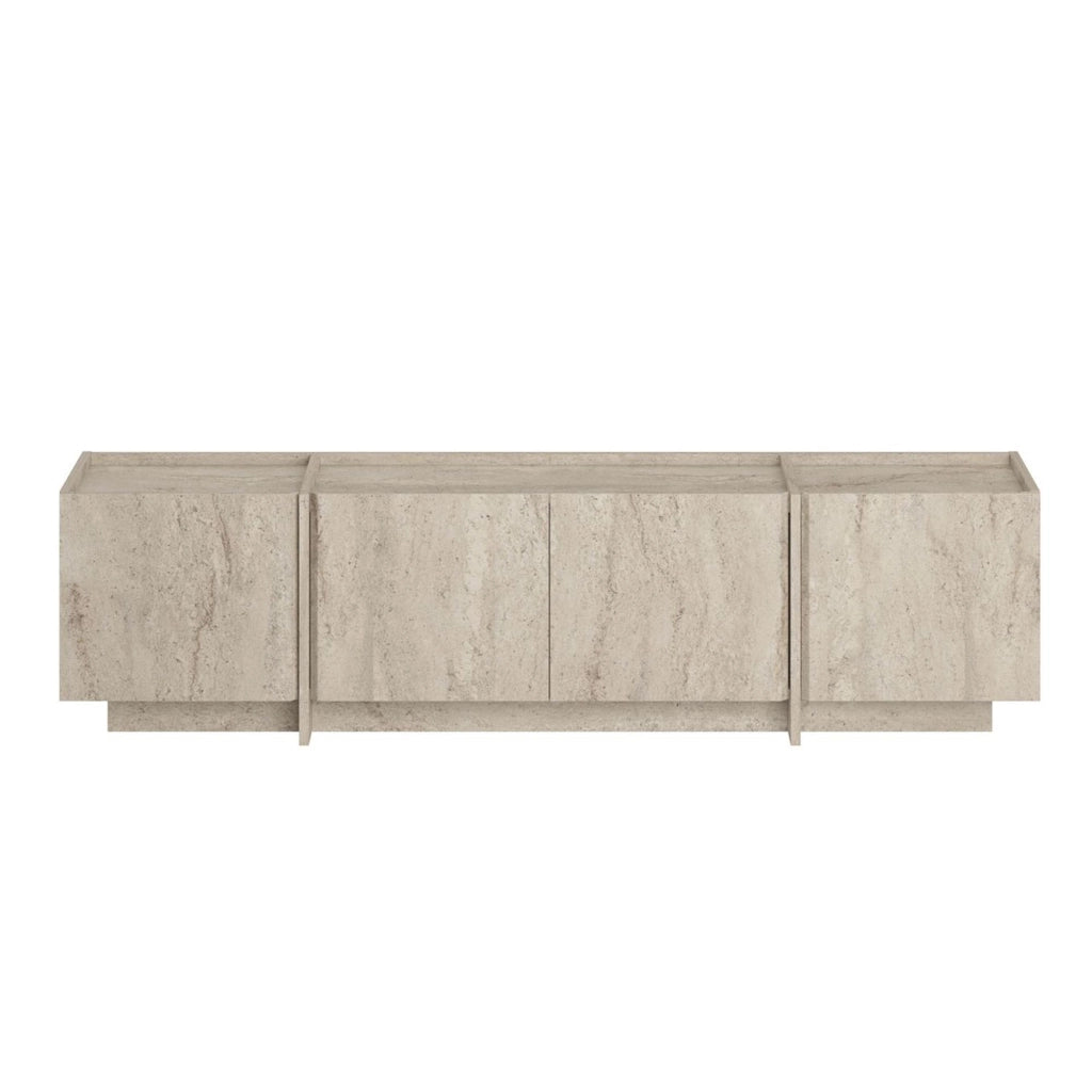 Nokadaka, Mobile Porta tv Apertura a Ribalta, 180x35x46h cm Bianco Marmo