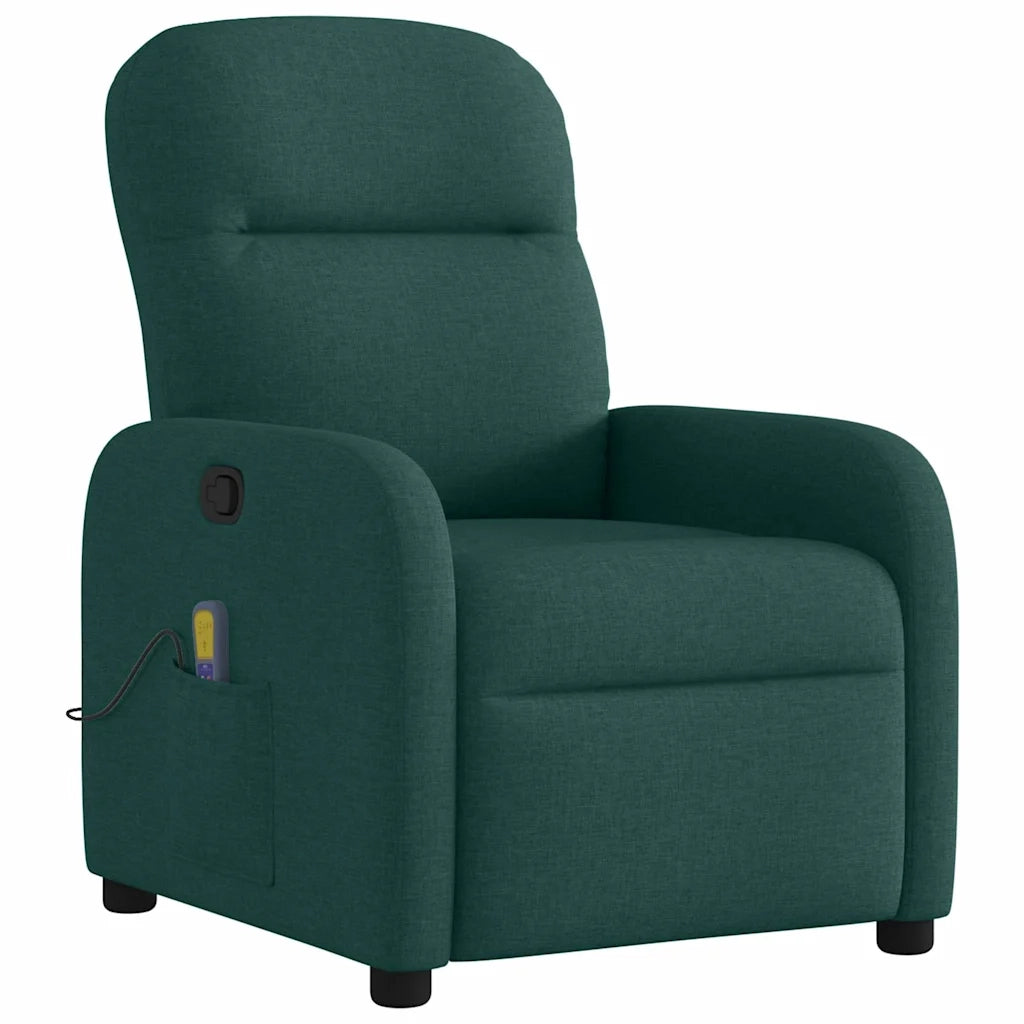 Divano Sedia-Poltrona Massaggiante Reclinabile Verde Scuro in Tessuto 796990