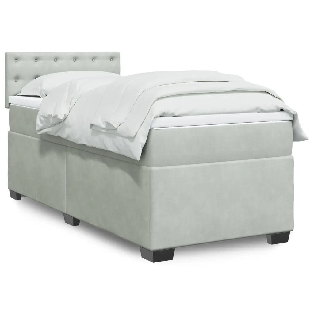 Giroletto a Molle con Materasso Grigio Chiaro 90x190 cm Velluto