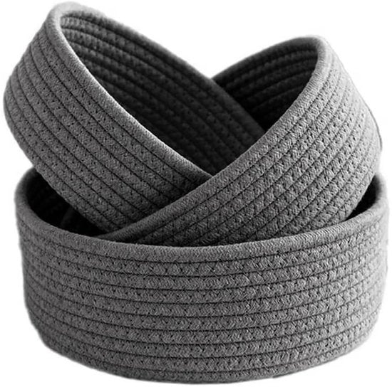 Organizzatore a forma di pallone - Tela di cotone - Comparto per avvolgere - Grigio - 3 pezzi - S + M + L