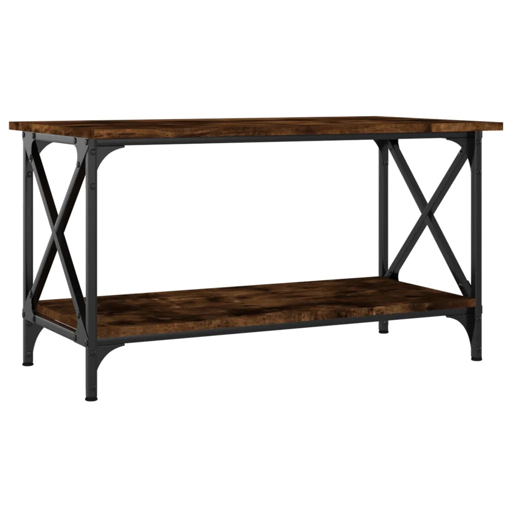 Tavolino Rovere Fumo 80x45x45 cm in Legno Multistrato e Ferro 823324
