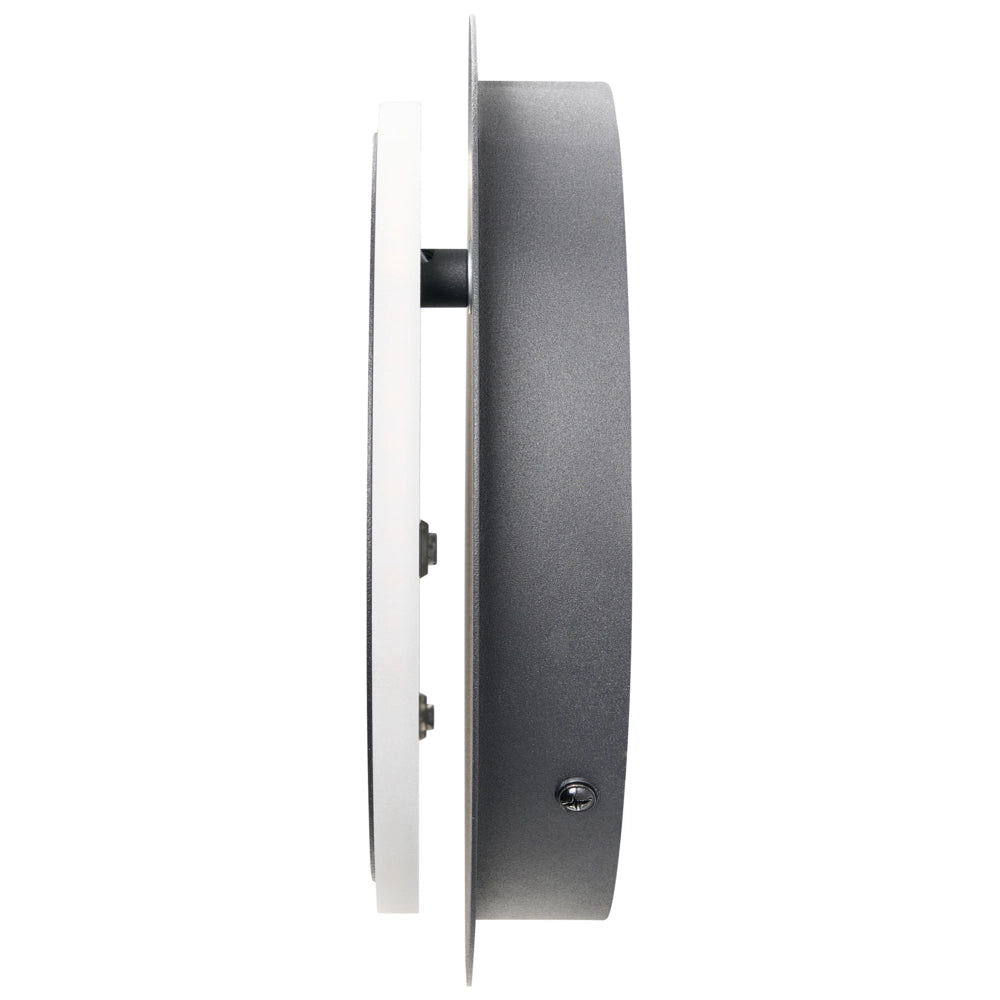 Set di 2 lampade da parete LED in metallo nero con paralume rotondo in acrilico verniciato a polvere in stile scandinavo.