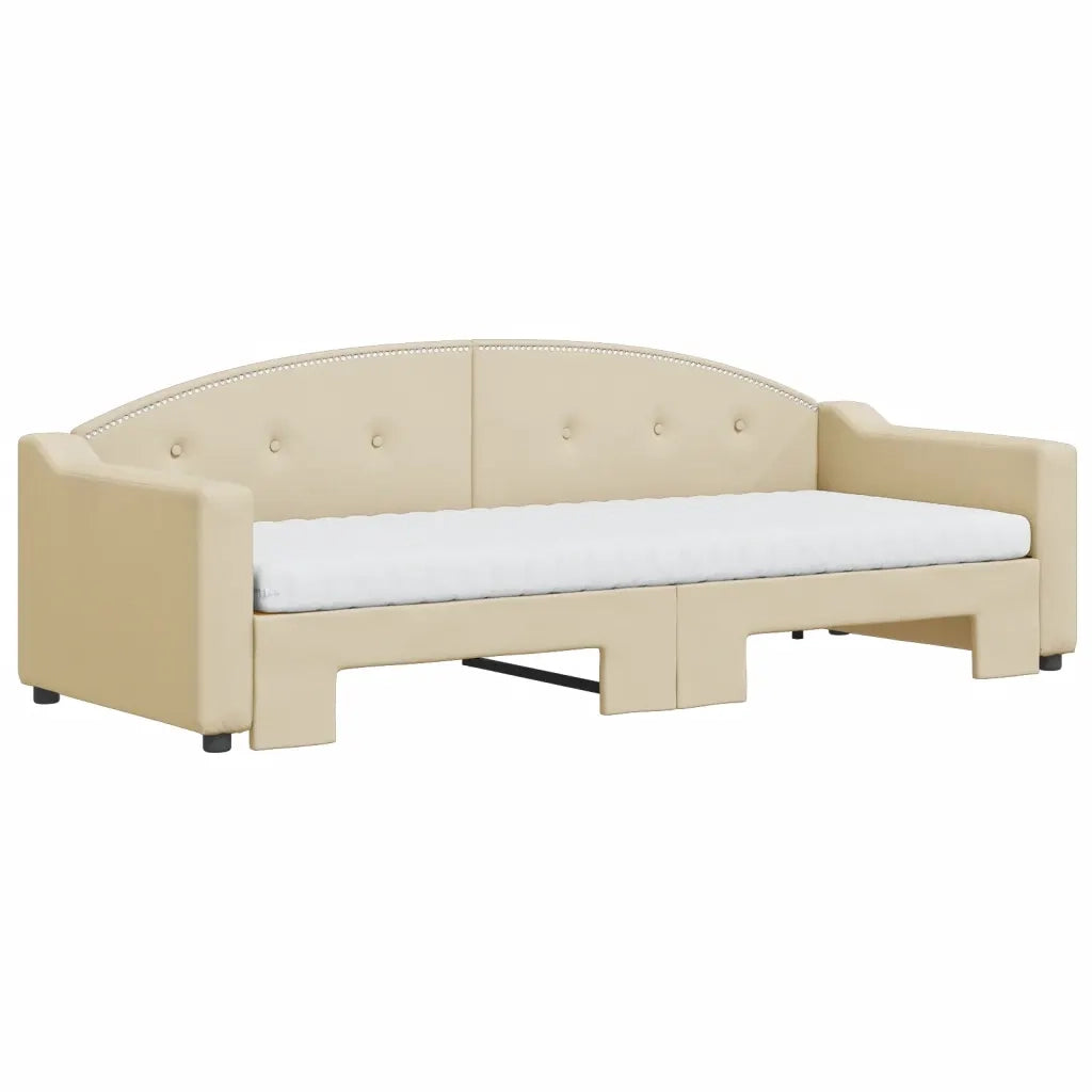 Divano Letto Estraibile con Materassi Crema 80x200 cm Tessuto