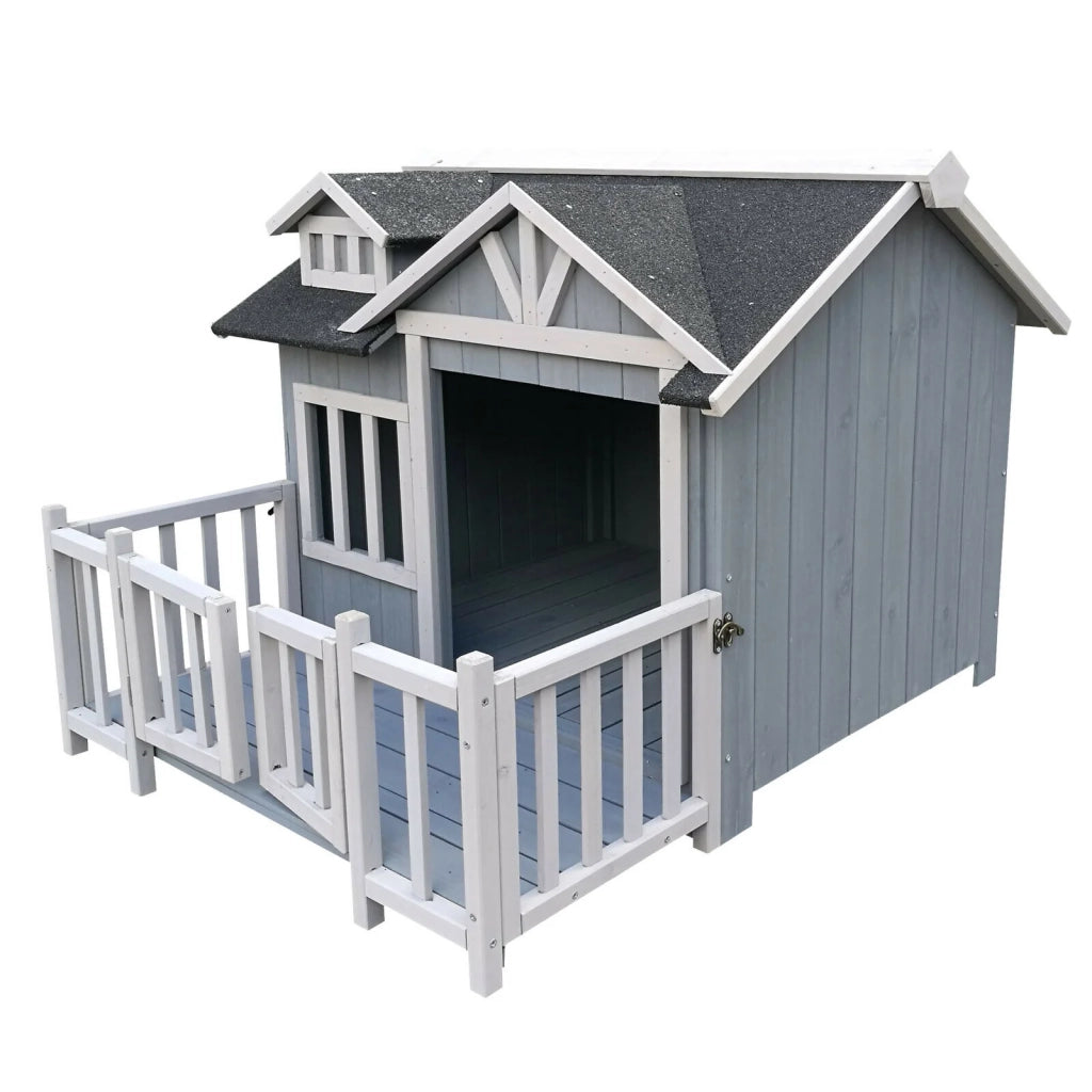 Cuccia per cani grigia casa di lusso XL legno balcone giardino terrazza cane 16_0002660