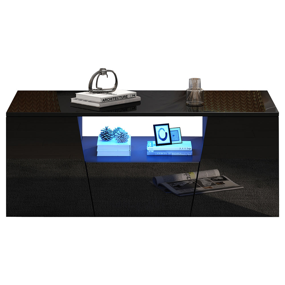 Tavolino irregolare - Xylo - 100x50cm LED 2 armadi nero