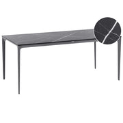 Tavolo da pranzo da giardino Piano in HPL marmo nero Telaio in alluminio grigio scuro Resistente ai raggi UV all'acqua e alla ruggine Stile moderno del patio esterno