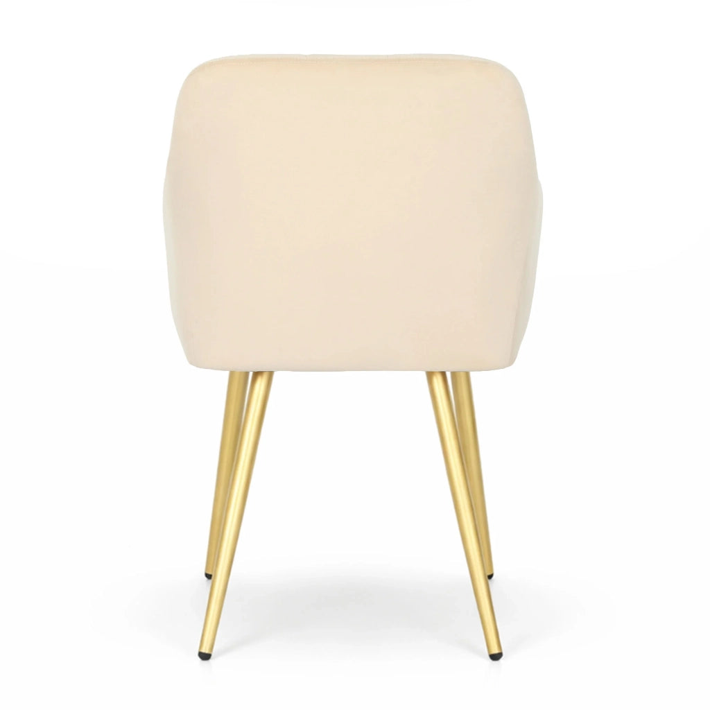 Set di 2 Sedie imbottite con cuciture quadrate LUXANO Beige gambe oro