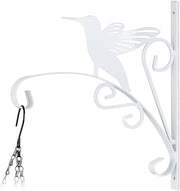 Supporto per piante con uccello - 30 x 295 x 2 cm - Supporto per fiori per interni ed esterni - Ferro bianco