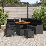 Set Divano da Giardino con cuscino 8 pcs Nero polyrattan