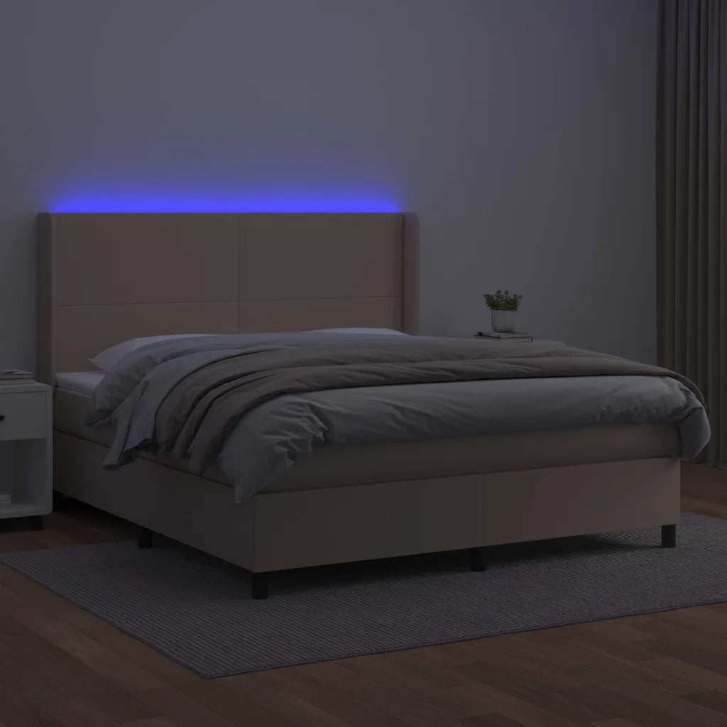 Giroletto Molle Materasso e LED Cappuccino 180x200cm Similpelle 3139282