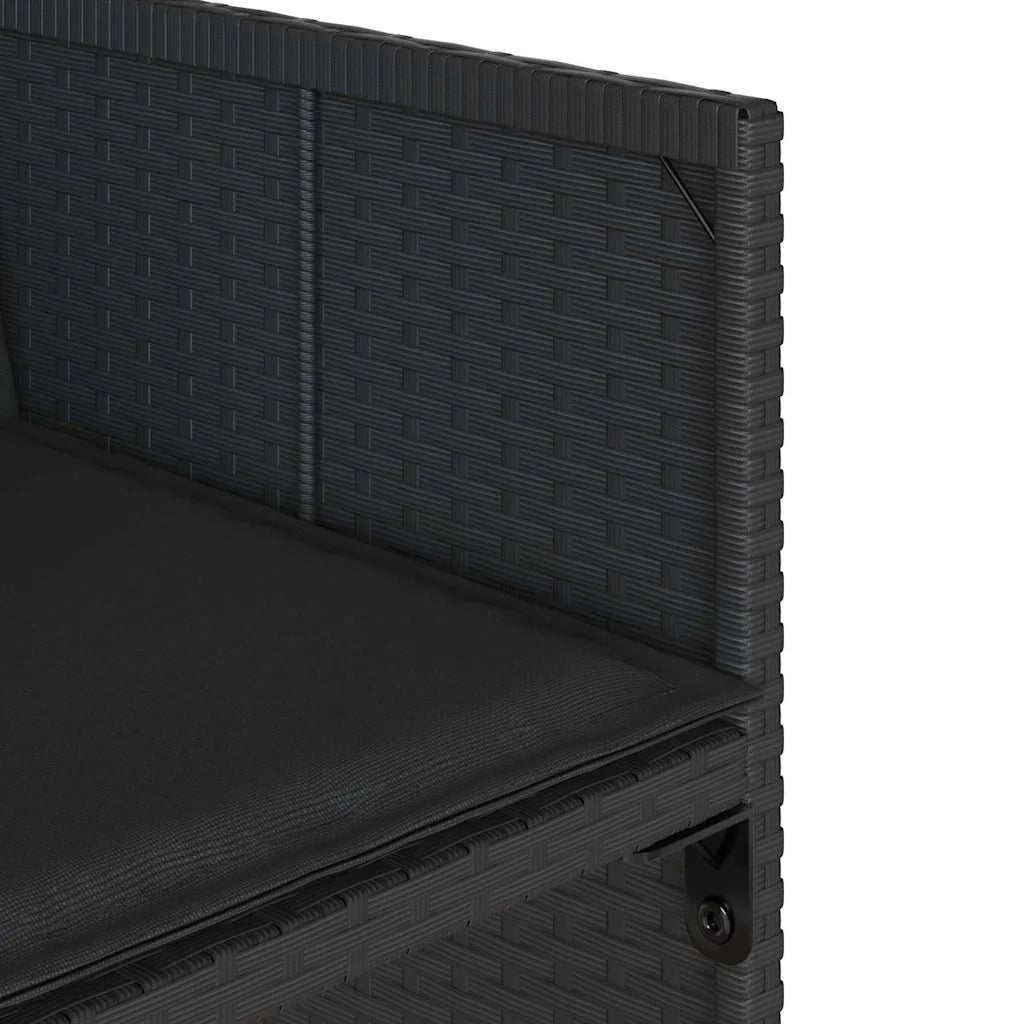 Set da Pranzo da Giardino 9 pz con Cuscini Nero in Polyrattan 3211099