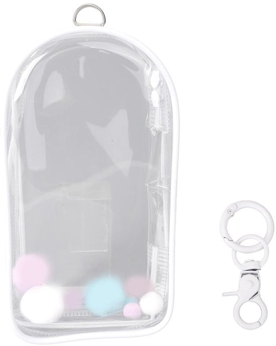 Displaytas Acquaparata - Transparente PVC Tasca - 19,5 x 10,5 cm - Tasca con Gancio - Pomponi - Ideale per Bamboline - Display per Bamboline