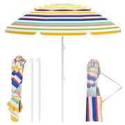 Ombrellone da esterno portatile con inclinazione a pulsante protezione solare, Ombrellone da spiaggia da 200 cm Colorato-Ombrelloni